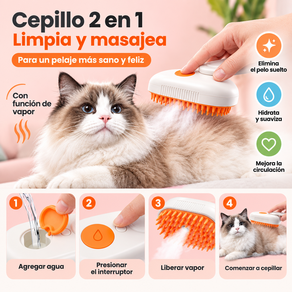 CEPILLO DE MASCOTAS A VAPOR [PV1-WHATSAPP-MEGAOFERTAPLUS]